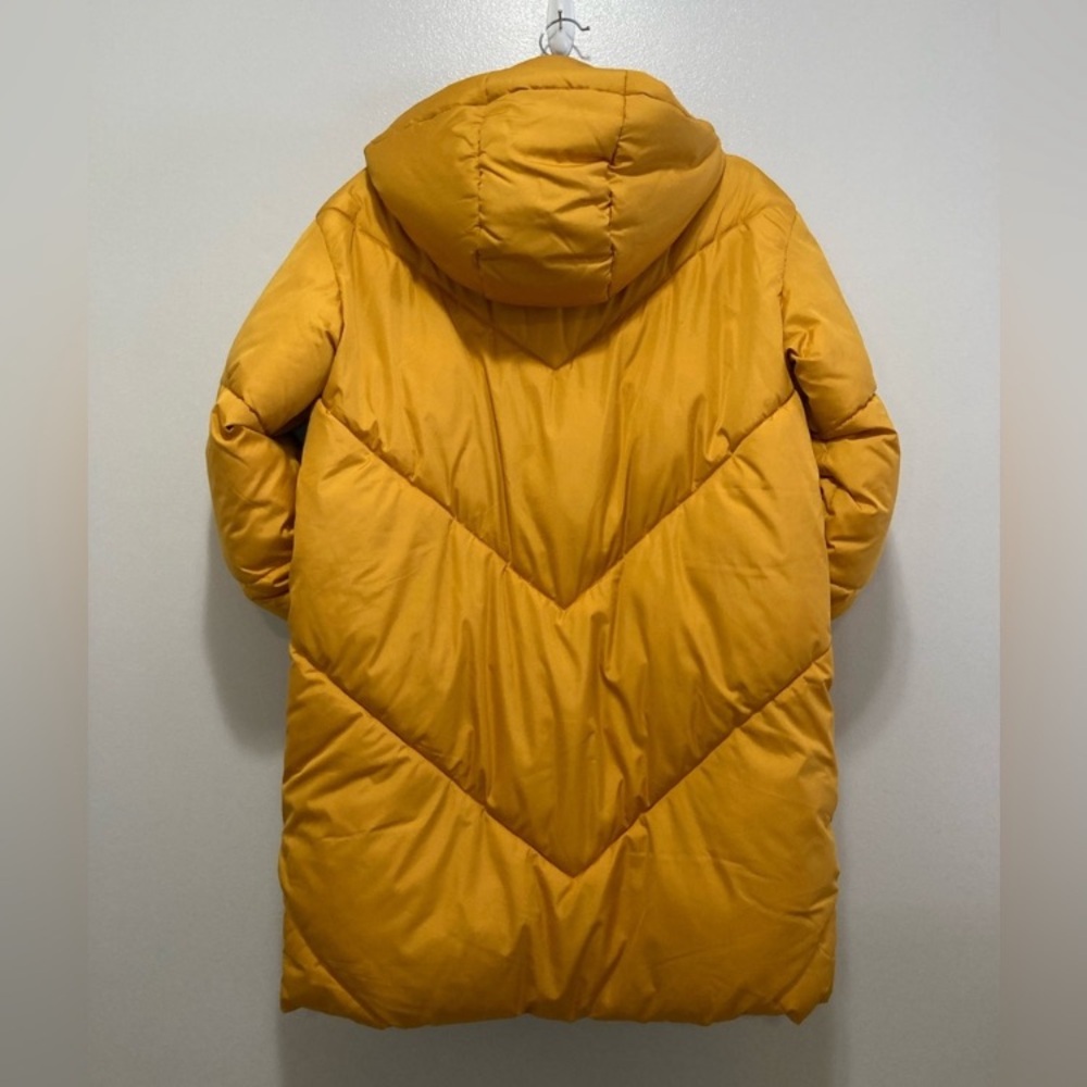 Oversized Yellow Hooded Women's Puffer Coat - Picture 6 of 7